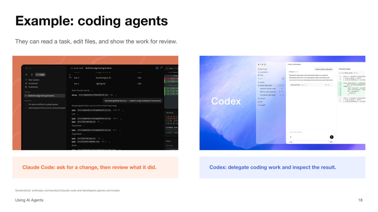 Coding agents example slide preview