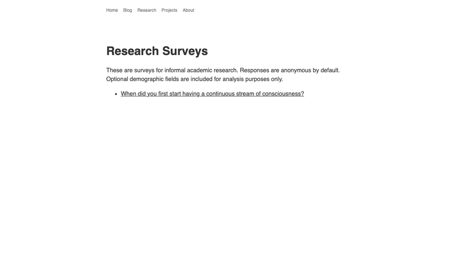 Research surveys page preview
