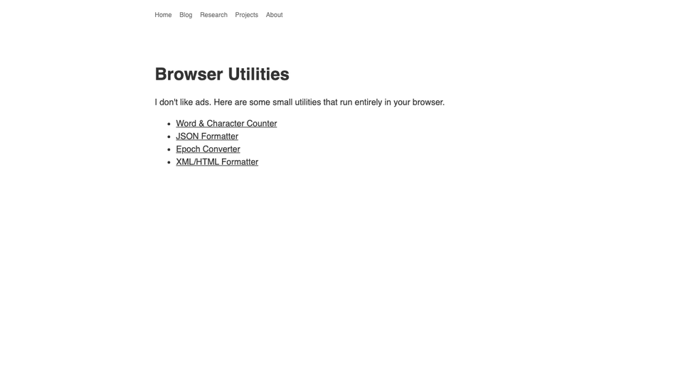 Browser utilities page preview